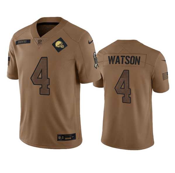 Men%27s Cleveland Browns #4 Deshaun Watson 2023 Brown Salute To Service Limited Football Stitched Jersey Dyin->cincinnati bengals->NFL Jersey